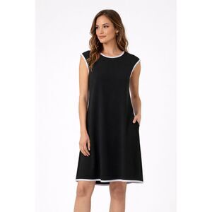 Annalee + Hope Black Shift Dress White Trim Minimalist Made in USA Size M